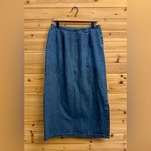 Vintage Eddie Bauer Size Large Cotton Denim Maxi Skirt Coquette Spring Summer